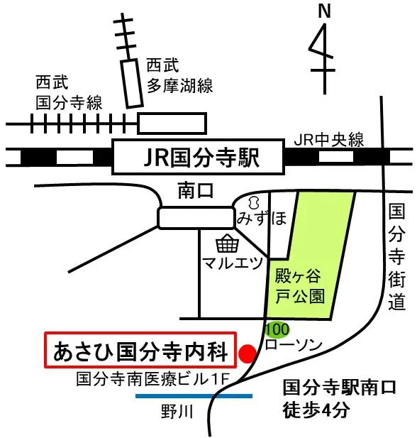 あさひ国分寺内科　地図